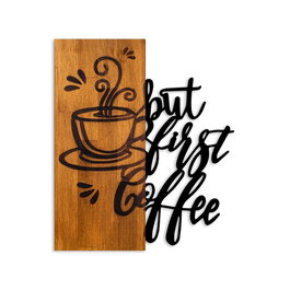 Wallity Coffee First Escultura de pared en nogal y negro
